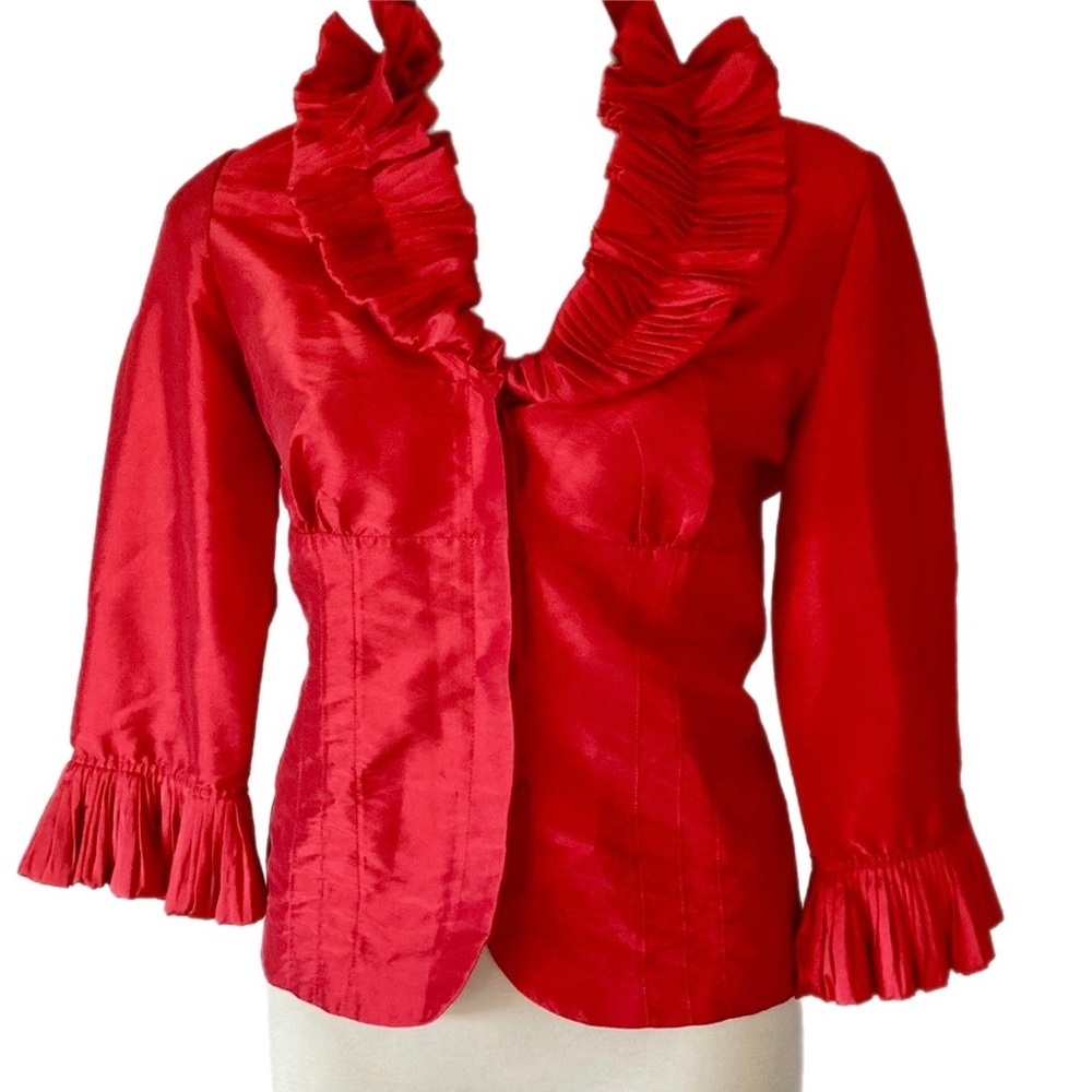 Stunning Unbranded taffeta style formal jacket with pleated ruffle collar - Picture 1 of 12